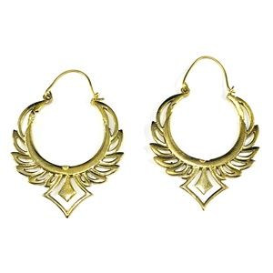 GOLD Tone Color Cutout Winged Hoop Earrings Indian